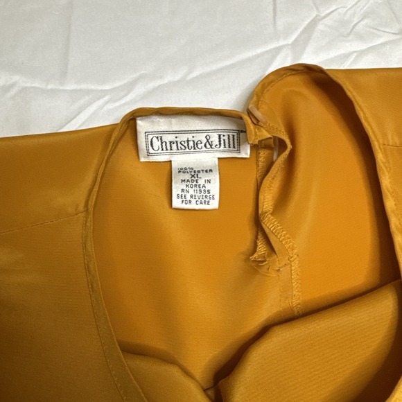 Christie & Jill Brown Cap SleeveBlouse 100% Polyester Size XL - Picture 5 of 6